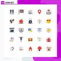 25 User Interface Flat Color Pack of modern Signs and Symbols of pin map science and computing location webpage Editable Vector Design Elements