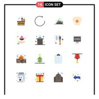 16 Universal Flat Color Signs Symbols of setting control rotate brain mountain Editable Pack of Creative Vector Design Elements