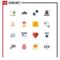 Universal Icon Symbols Group of 16 Modern Flat Colors of alert scent mountain relax options Editable Pack of Creative Vector Design Elements
