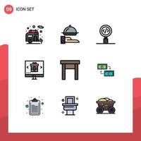 9 iconos creativos signos y símbolos modernos de muebles codificación en línea internet comprar elementos de diseño vectorial editables vector