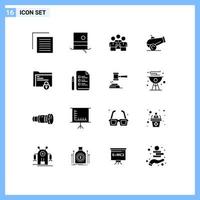 User Interface Pack of 16 Basic Solid Glyphs of document canon friends workgroup protection Editable Vector Design Elements