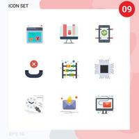 Set of 9 Modern UI Icons Symbols Signs for finance counter mobile hang up call Editable Vector Design Elements