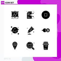 Pictogram Set of 9 Simple Solid Glyphs of paint art online cream saturn Editable Vector Design Elements