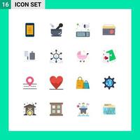 User Interface Pack of 16 Basic Flat Colors of chef chopper accessories media music Editable Pack of Creative Vector Design Elements