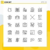 Set of 25 Modern UI Icons Symbols Signs for optimization market bag engine savings Editable Vector Design Elements