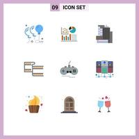 Set of 9 Vector Flat Colors on Grid for gamepad wireless building joystick movi Editable Vector Design Elements