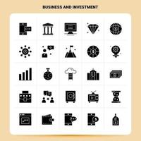 Solid 25 Business And Investment Icon set. Vector Glyph Style Design Black Icons Set. Web and Mobile Business ideas design Vector Illustration.