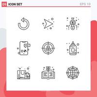 9 User Interface Outline Pack of modern Signs and Symbols of buy smartphone accounting phone communication Editable Vector Design Elements
