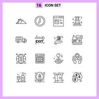 16 User Interface Outline Pack of modern Signs and Symbols of rock chess user pawn develop Editable Vector Design Elements