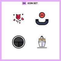 User Interface Pack of 4 Basic Filledline Flat Colors of rose badge propose handset soldier Editable Vector Design Elements