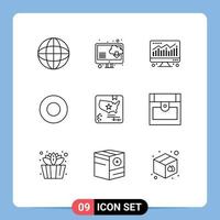 Outline Pack of 9 Universal Symbols of chest map chart flag service Editable Vector Design Elements