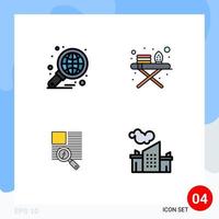 Stock Vector Icon Pack of 4 Line Signs and Symbols for analysis text graph ironing stand reading Editable Vector Design Elements