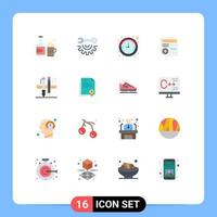 16 User Interface Flat Color Pack of modern Signs and Symbols of pencil stationary clock medical document Editable Pack of Creative Vector Design Elements