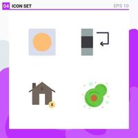 conjunto moderno de 4 iconos planos pictograma de elementos de diseño vectorial editables de casa de intercambio de superposición de dólar creativo vector