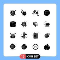 Stock Vector Icon Pack of 16 Line Signs and Symbols for box beliefs regularities ancient glass Editable Vector Design Elements