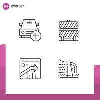 User Interface Pack of 4 Basic Filledline Flat Colors of add arrow plus caution growth Editable Vector Design Elements