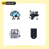 Universal Icon Symbols Group of 4 Modern Filledline Flat Colors of cloud computer weather water gun error Editable Vector Design Elements