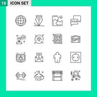 16 Universal Outline Signs Symbols of profession employee component avatar chat Editable Vector Design Elements