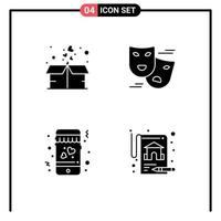 Stock Vector Icon Pack of 4 Line Signs and Symbols for box love package face masks insurance Editable Vector Design Elements