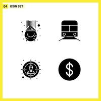 Modern Set of 4 Solid Glyphs and symbols such as fortune vehicles patrick subway target Editable Vector Design Elements