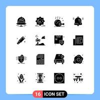 User Interface Pack of 16 Basic Solid Glyphs of remove communication new bell food Editable Vector Design Elements