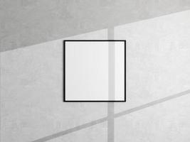 Minimal poster picture frame mockup hanging on white wall. Blank frame mockup. Clean, modern, minimal frame. 3d rendering. photo