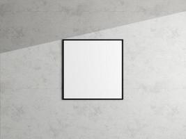Minimal poster picture frame mockup hanging on the white wall. Blank frame mockup. Clean, modern, minimal frame. 3d rendering. photo