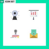 conjunto de iconos planos de interfaz móvil de 4 pictogramas de edificios tecnología de clonación logotipo de dinero elementos de diseño vectorial editables vector