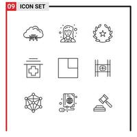 User Interface Pack of 9 Basic Outlines of layout medical scientist hospital films Editable Vector Design Elements