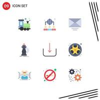 Set of 9 Commercial Flat Colors pack for multimedia success letter knight chess Editable Vector Design Elements