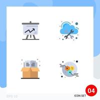 4 Flat Icon concept for Websites Mobile and Apps analytics bookmark board management box Editable Vector Design Elements