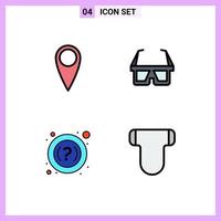 Editable Vector Line Pack of 4 Simple Filledline Flat Colors of guitar baby eyewear faq diapers Editable Vector Design Elements