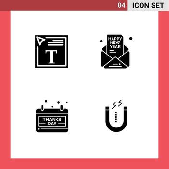 Mobile Interface Solid Glyph Set of Pictograms of color fill in text calendar font mail day Editable Vector Design Elements