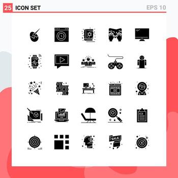 conjunto de glifos sólidos de interfaz móvil de 25 pictogramas de elementos de diseño vectorial editables de tipo de prueba de spa de computadora vector