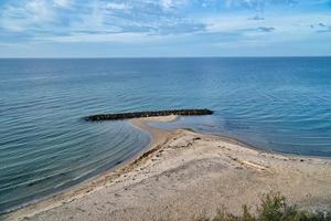 Hundested, Denmark on the cliff overlooking the sea. Baltic Sea coast, grassy meadow photo