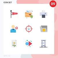 Mobile Interface Flat Color Set of 9 Pictograms of strategy people paper management user Editable Vector Design Elements