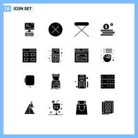 Set of 16 Modern UI Icons Symbols Signs for communication investment sign budget household Editable Vector Design Elements