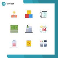 Editable Vector Line Pack of 9 Simple Flat Colors of business online transportation money water Editable Vector Design Elements