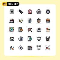 paquete de líneas vectoriales editables de 25 colores planos de líneas llenas simples del gráfico de gestión análisis de datos del hospital elementos de diseño vectorial editables vector