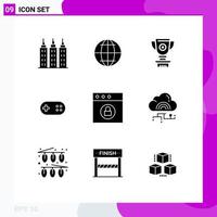 Editable Vector Line Pack of 9 Simple Solid Glyphs of mac app price plus band Editable Vector Design Elements