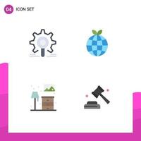 Modern Set of 4 Flat Icons Pictograph of engine living research ecology lump Editable Vector Design Elements