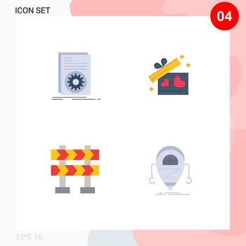 paquete de iconos planos de 4 símbolos universales de código barricada corriendo amor construcción elementos de diseño vectorial editables vector