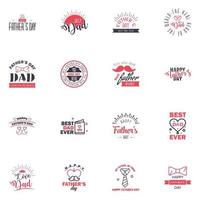 Happy fathers day 16 Black and Pink typography set Vector emblems Lettering for greeting cards banners tshirt design You are the best dad Editable Vector Design Elements