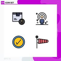 Mobile Interface Filledline Flat Color Set of 4 Pictograms of attention recruitment logistic human interface Editable Vector Design Elements