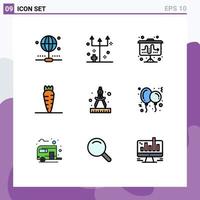 9 Creative Icons Modern Signs and Symbols of paint compass flipchart vegetable carrot Editable Vector Design Elements