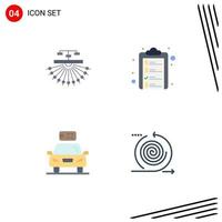 Pack of 4 creative Flat Icons of optimization car structure clipboard electric Editable Vector Design Elements