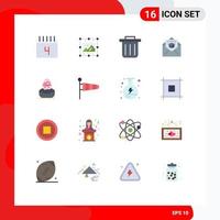 Modern Set of 16 Flat Colors Pictograph of food easter recycling bin boiled mail Editable Pack of Creative Vector Design Elements