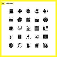 25 User Interface Solid Glyph Pack of modern Signs and Symbols of insurance health system hands expand Editable Vector Design Elements