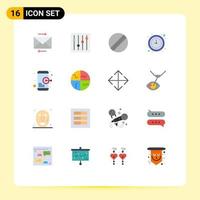 Mobile Interface Flat Color Set of 16 Pictograms of skin mobile business target goal Editable Pack of Creative Vector Design Elements