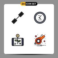 Pictogram Set of 4 Simple Filledline Flat Colors of chain business linked interface investment Editable Vector Design Elements